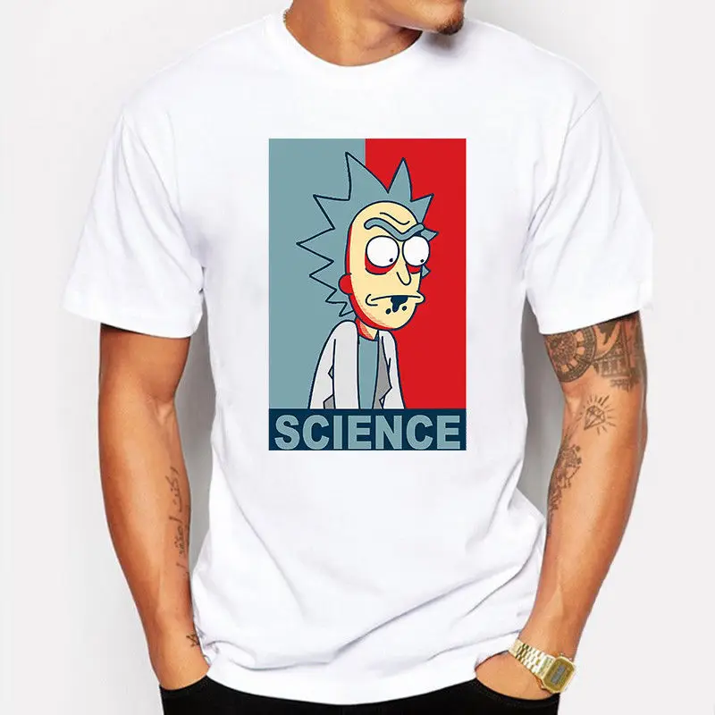 

Cool Rick and Morty men t shirt Summer Science Printed Anime White Fun T-shirt Free shipping Harajuku Tops t shirt Fashion