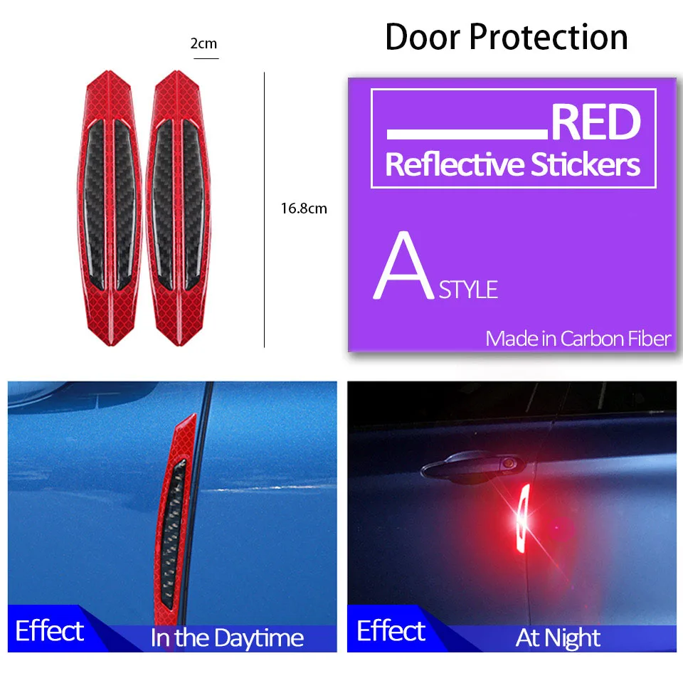 Автомобильная Светоотражающая полоса из углеродного волокна защитная наклейка для Alfa Romeo 159 Chevrolet Aveo Captiva Ford Focus 3 Fiesta Mondeo Fusion - Название цвета: Door Red Black