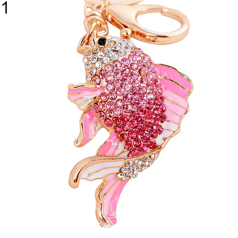 

Rhinestones Carp Fish Pendant Keychain Alloy Clasp Car Key Ring Chain