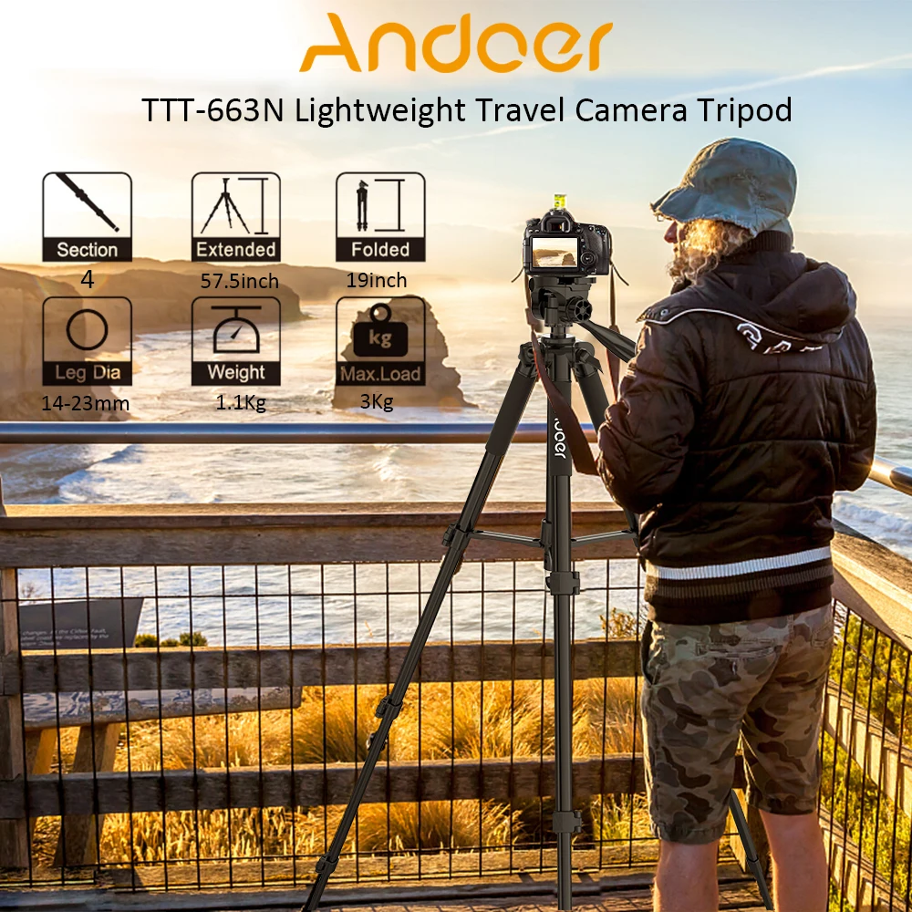 Andoer TTT-663N Штатив для путешествий Профессиональный штатив для камеры Canon Nikon sony SLR DSLR цифровой штатив для телефона PK Q111