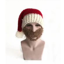 Забавная Мужская Рождественская маска, шапка для взрослых, маска Санта-Клауса, Вязаная Шапка-бини, Модная вязаная шапка с бородой, подарки на Рождество для мужчин и женщин