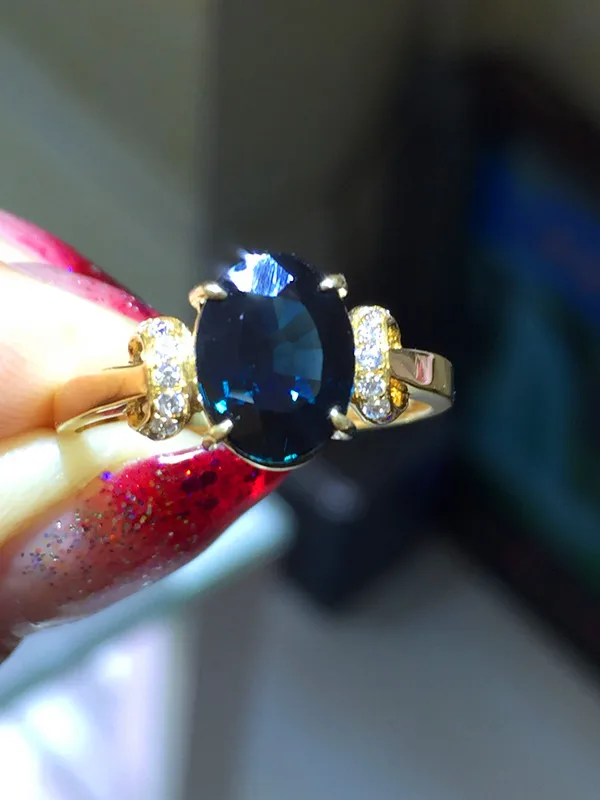 Обручальное кольцо с натуральным сапфиром 2 карата|ring 18k|ring bluering ring |
