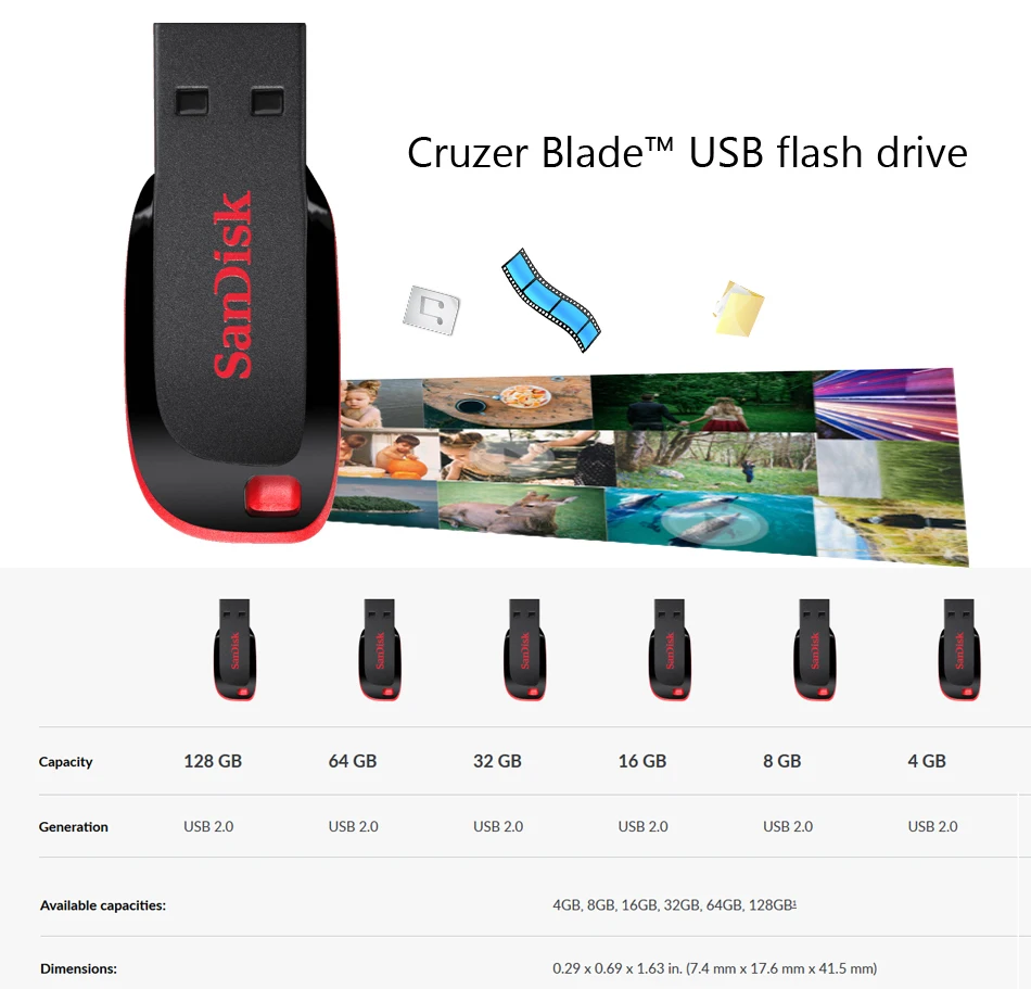 Sandisk CZ50 USB флеш-накопитель, мини-флеш-накопитель, автомобильная USB флешка, 8 ГБ, 16 ГБ, 32 ГБ, 64 ГБ, 128 ГБ, карта памяти, флешка