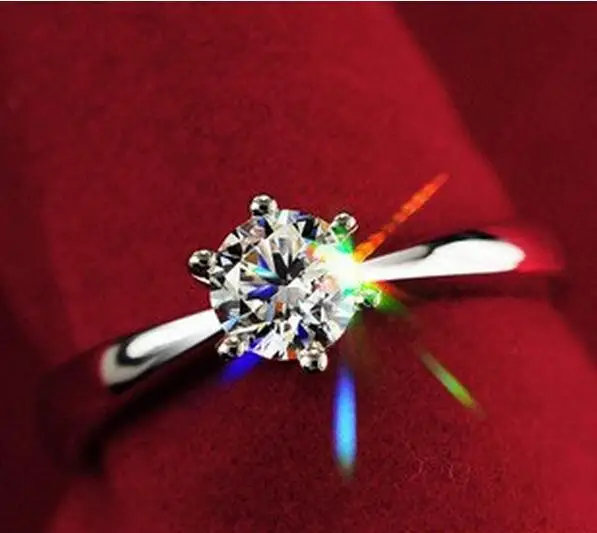 New 2014 Wholesale Love Wedding Ring Silver jewelry Classic Engagement Women 6Claws 6mm AAA Swiss Arrows CZ