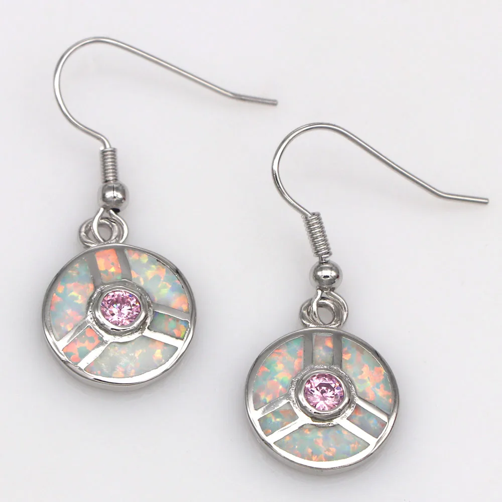 

JLE089 New Women's Round White Opal Dangle Earrings New Fashion Hot Brand Top Quality Women's Fashion Jewelry