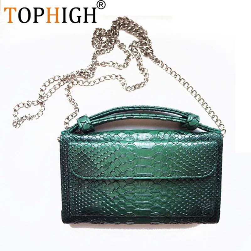 TOPHIGH Luxury Cowhide Leather Clutch Shoulder Cross body Bag Small Crocodile Pattern Genuine ...