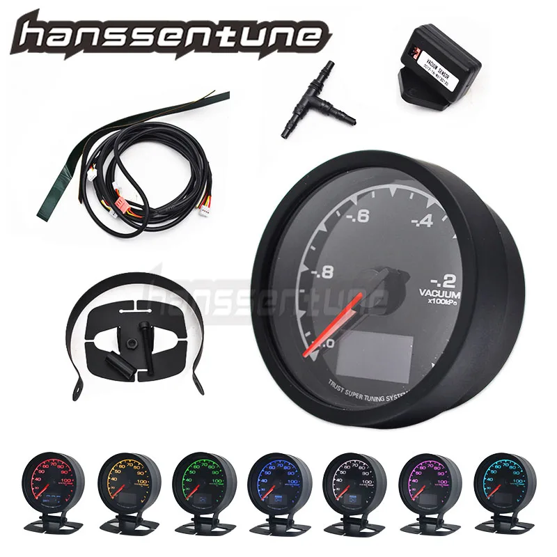 

2.5" 62mm 12V Vacuum Gauges 7 Color LCD Digital Car Instrument Vacuum Gauge Meters