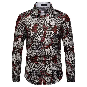 

Long-sleeved Casual Hawaiian Shirt Men Blouse Men Shirt Plaid Fashion Pattern Slim fit New