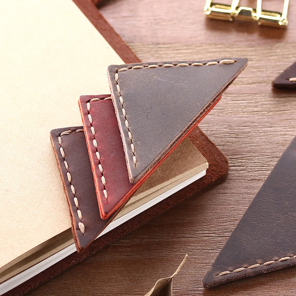 Vintage bookmarks for books Genuine Leather corner page marker Handmade Memo Stationery gift School supplies 2 Pack bookmarks stationery supplies leather bookmarks