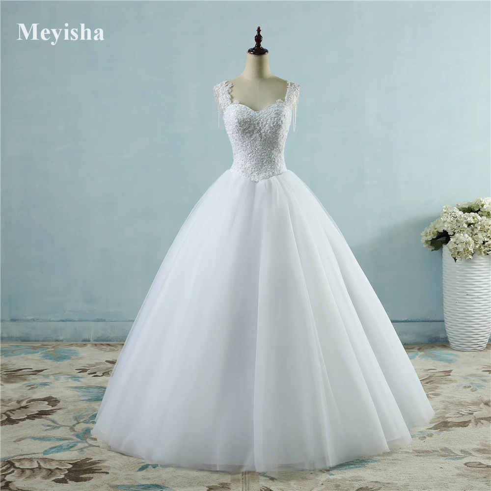 US $79.19 Zj9082 Ivory White Princess Ball Pretty Lace Pearls Beads Sleeve Two Shoulder 2019 2020 Dresses Wedding Bride Gown Size 226w