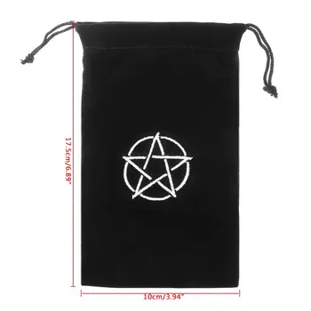 

1pc Velvet Tarot Storage Bag Board Game Card Bag Pentagram Embroidery Drawstring Package Accessories