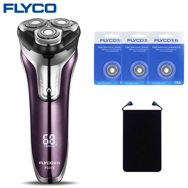 Purple Бритвенная головка Flyco для мытья бороды всего тела 1 час быстрая зарядка Maquina De Afeitar Electrica Para FS376-B - Цвет: Purple