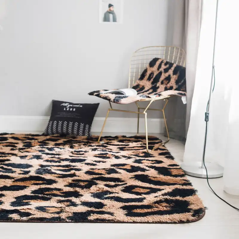 Slow Forest Furry Carpet Mink Fur Leopard Pattern Mattress Living