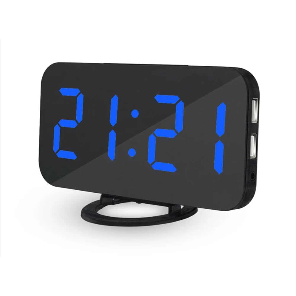 Современный светодиодный Настольный будильник, светящийся декор, Настольные Цифровые часы с функцией температуры и влажности, электронные настольные часы с двумя usb-портами