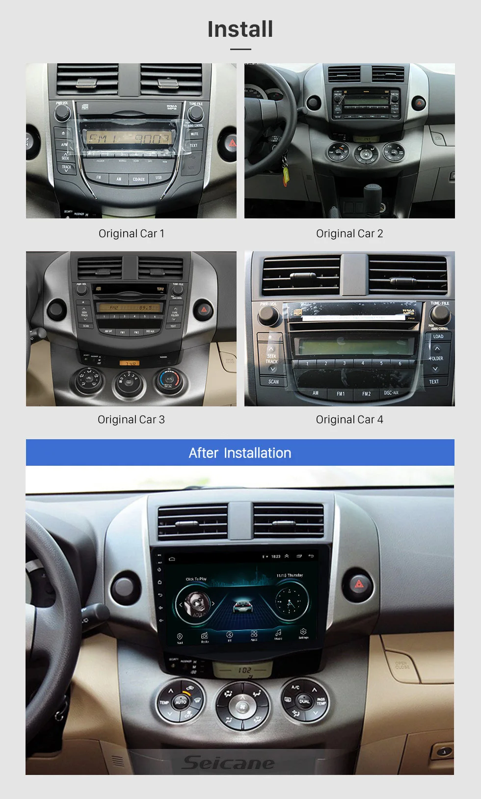 Top Seicane for 2007-2013 Toyota RAV4 Android 8.1 Radio 9 inch HD Touchscreen GPS Navigation Steering Wheel control WIFI USB 2