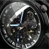 Winner Skeleton Black Stainless Steel Blue Hands Luminous Mens Watches Top Brand Luxury Watch Men Montre Homme Automatic Watches ► Photo 3/6