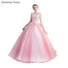 Реальные изображения, бальное платье, Розовое Бальное Платье, 3D Цветы для Бальные платья 15 лет, милые 16 Платья, Vestidos De 15 Anos