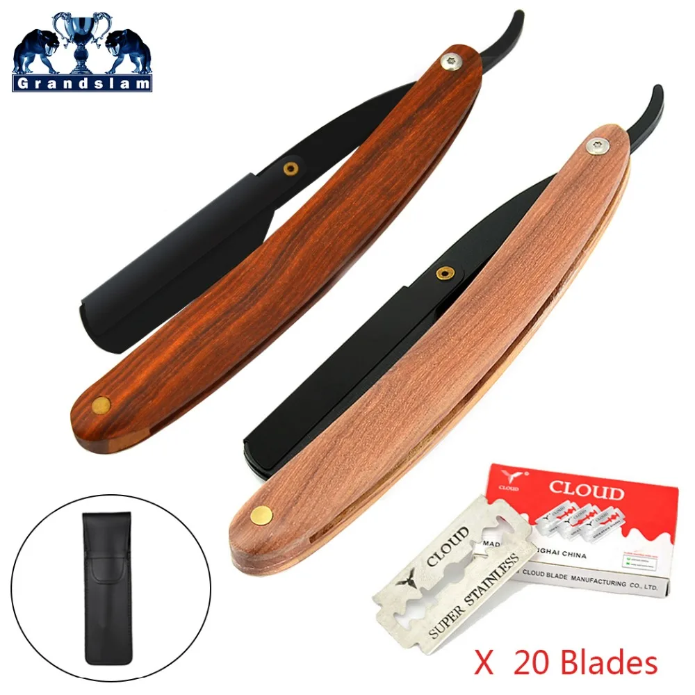

Grandslam Barber Straight Edge Shaving Razor Hair Trimmer Folding Knife Men's Shave Beard Shaver +20 Double Edge Blades +Case