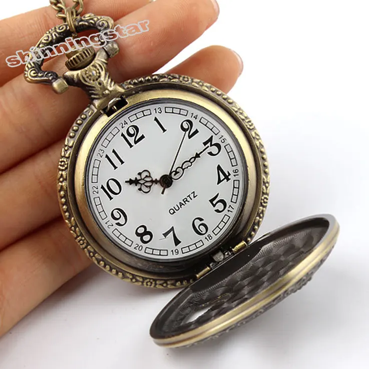 Vintage Jewelry Antique bronze Eagle Wings Shiying Huai Table pocket watch necklace pendant gift for men and women
