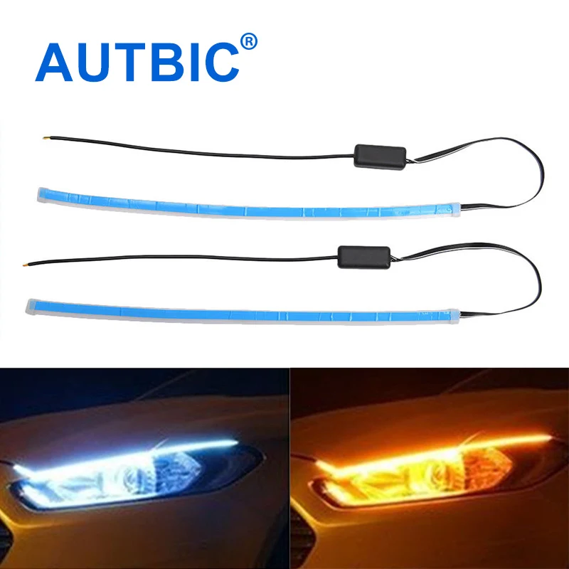 

AUTBIC LED Strip DRL Trun Light 12V 30CM 45CM 60CM Daytime Running Lamp Car Styling Flow Guide Aumber Signal Lights