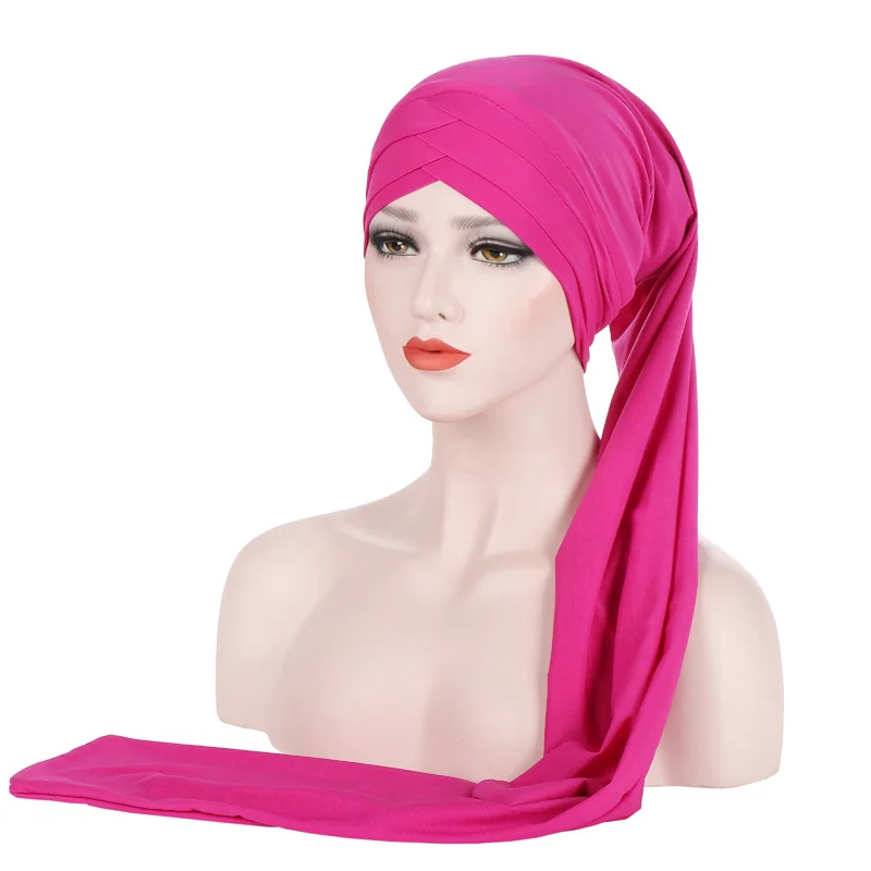 Хиджабы Для женщин-мусульманок шапки для женщин длинный шарф шапка внутренние хиджабы индийский тюрбан головной убор хиджаб шарф