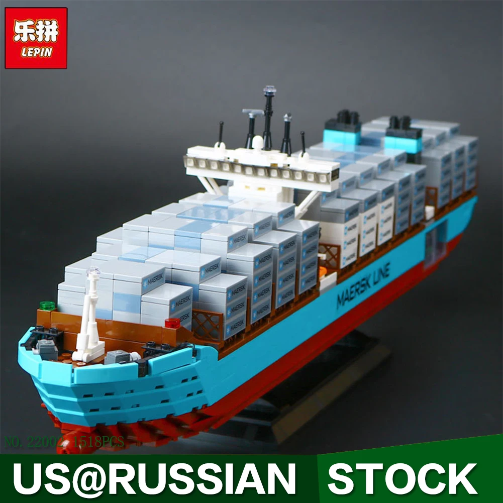 

Lepin 22002 Technic Series The Maersk Cargo Container Ship Set Educational Building Blocks Bricks 1518Pcs Model Toys Gift