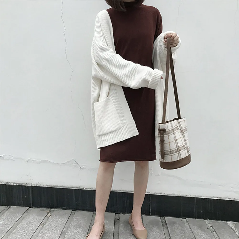 Autumn-Winter Knitted Solid Basic Long Dress 2018 Sexy Bodycon Sweater Dress Long Sleeve All Match Dresses Vestido Z9131 (22)