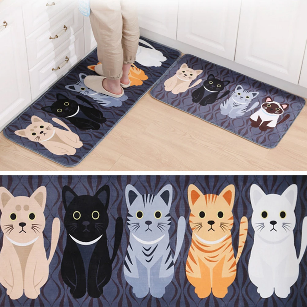 

Kawaii Welcome Floor Mats for Living Room Anti-Slip Tapete Animal Cat Printed Bathroom Kitchen Carpets Doormats Cat Floor Mat