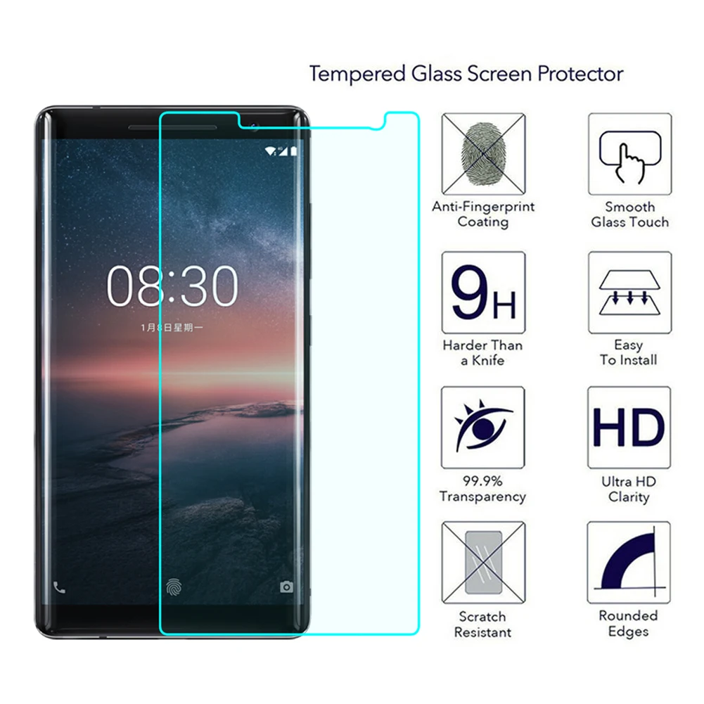 2 шт. Защитные пленки для стекла Nokia 1 закаленное стекло 7 8 Защитная пленка