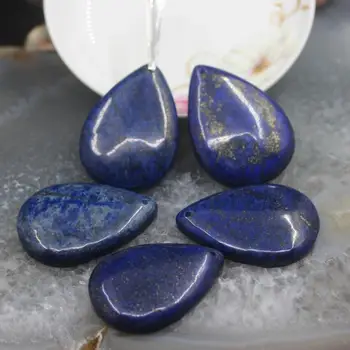 

New! 5pcs Large Size Lapis Lazuli Top Drilled Drop Slab Pendants Cabochons,Natural Blue Stone Gems Slice Nugget Charms Jewelry