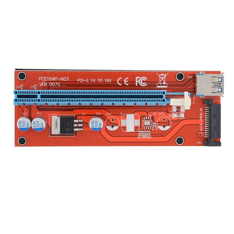 

100PCS 007S Riser PCI-E PCI Express 1x to 16x Riser Card Adapter Extender USB 3.0 Cable SATA Power Supply for BTC Mining Machine