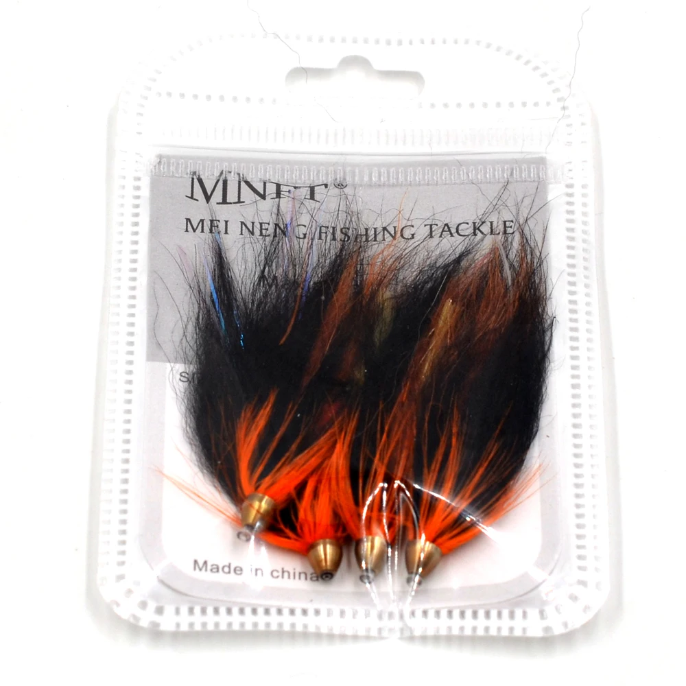 MNFT 4 шт./лот, медная насадка, пластиковая трубка для ловли лосося, мухи и стальные приманки, черный и оранжевый цвет