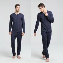 Европейские мужские весенние и осенние Модальные топы с длинными рукавами и брюки домашний пижамный комплект одежда для отдыха плюс XL