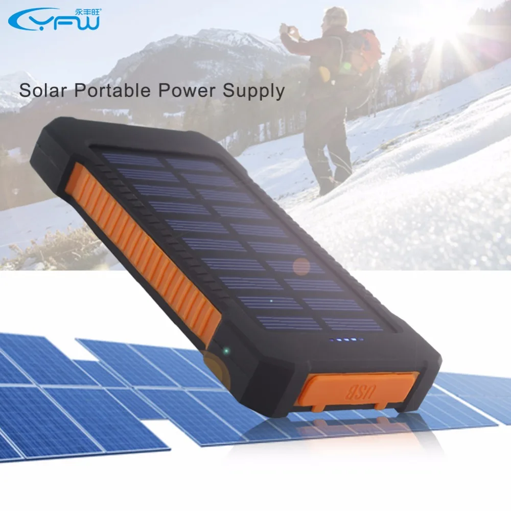 imágenes para Yfw 2016 impermeable solar banco de la energía 10000 mah dual usb cargador de batería solar portátil con luz led y compás para teléfono universal imágenes para Yfw 2016 impermeable solar banco de la energía 10000 mah dual usb cargador de batería solar portátil con luz led y compás para teléfono universal
