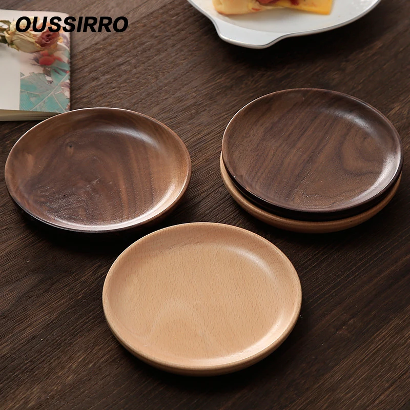 

1pcs Premium Round Wood Plates Japanese Cake Tray Wooden Tableware Household Kitchen Utensils Dessert Dishes Serving Plates