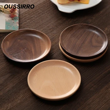 

1pcs Premium Round Wood Plates Japanese Cake Tray Wooden Tableware Household Kitchen Utensils Dessert Dishes Serving Plates