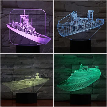 

Led Night Light Warship Decoration 3d Illusion Military Ship Childrens Kids Nightlight Gifts Table Lamp Aircraft Carrier Bedroom