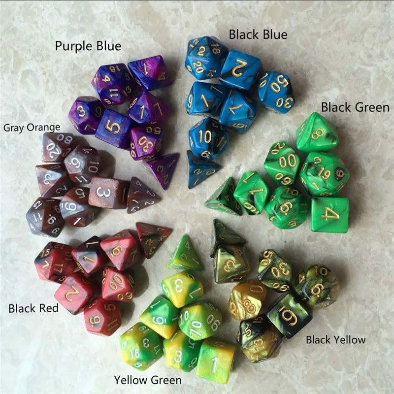 

2-color Dice Set with Nebula effect poker d4 d6 d8 d10 d10 d12 d20 rpg dice game High quality Multi-Sided Dice 7pcs dice set