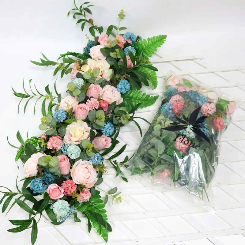 Flone Artificial Flower Row Luxurious Wedding Decor Rose Flower Row Silk Road Cited Flowers Arched DIY Background Flower Wall (16)