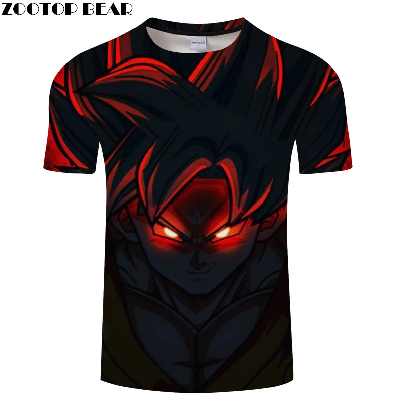 

Luminous eyes Black&Red 3D Print T shirt Men Dragon Ball Summer Cartoon Short Sleeve Boy Tops&Tees Tshirts Drop Ship ZOOTOP BEAR