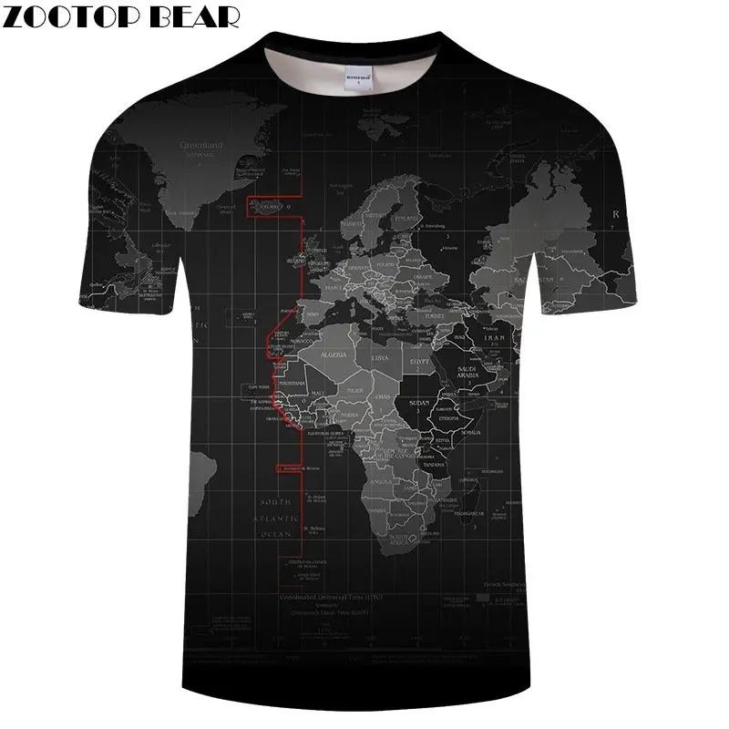 

Black Map Block 3D Print t shirt Travel tshirt Summer Men Vacation Tee Funny Short Sleeve Shirts Streetwear Dropship ZOOTOPBEAR