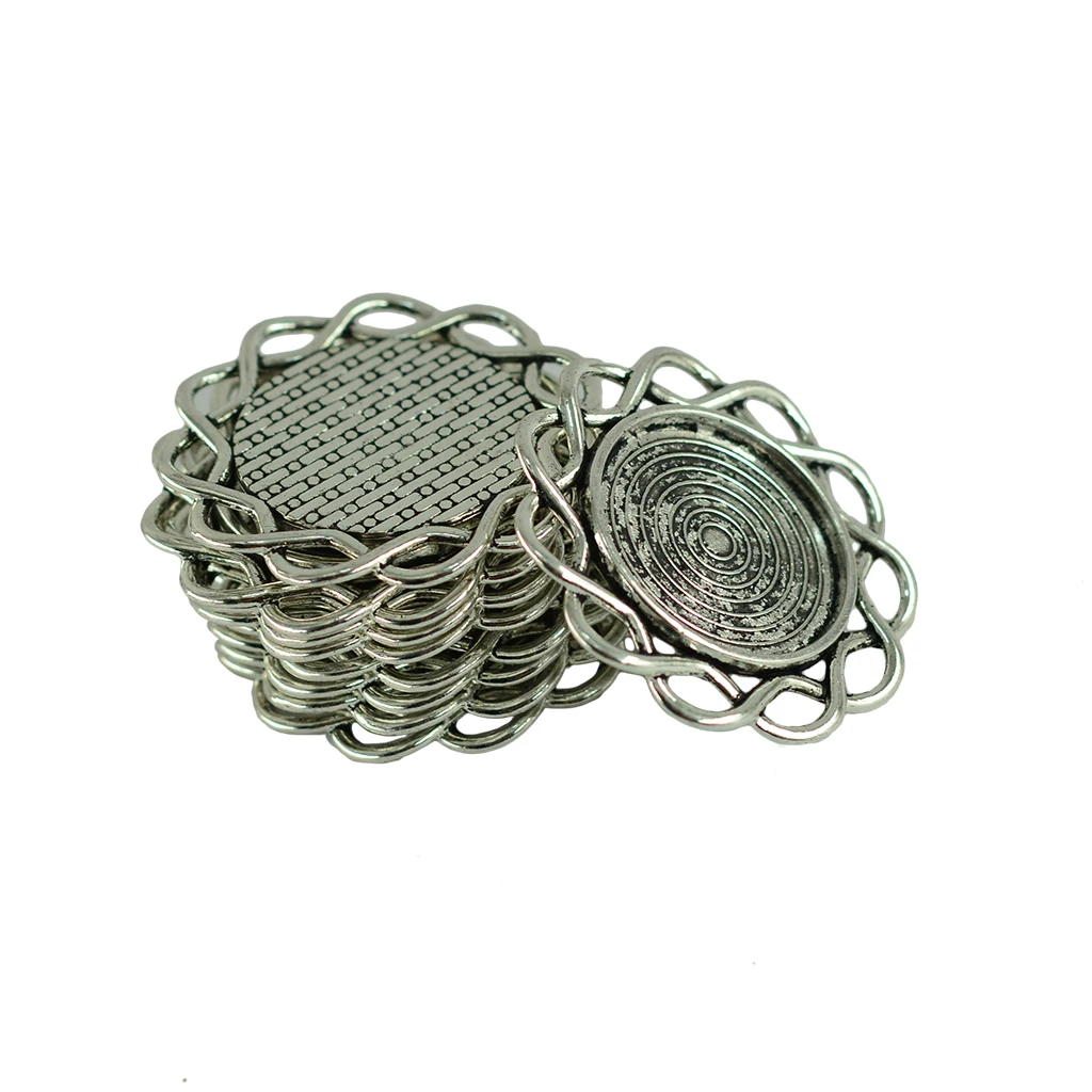 20 Pieces Wholesale Flower Cabochon Frame Bezel Settings Pendants Blank Base Trays DIY Findings