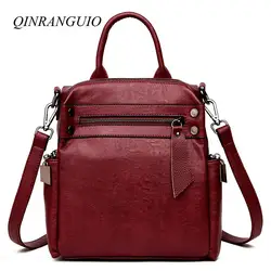 QINRANGUIO школьные сумки для девочек-подростков винтажные высококачественные кожаный рюкзак женщин 2018 большой емкости женщины рюкзак