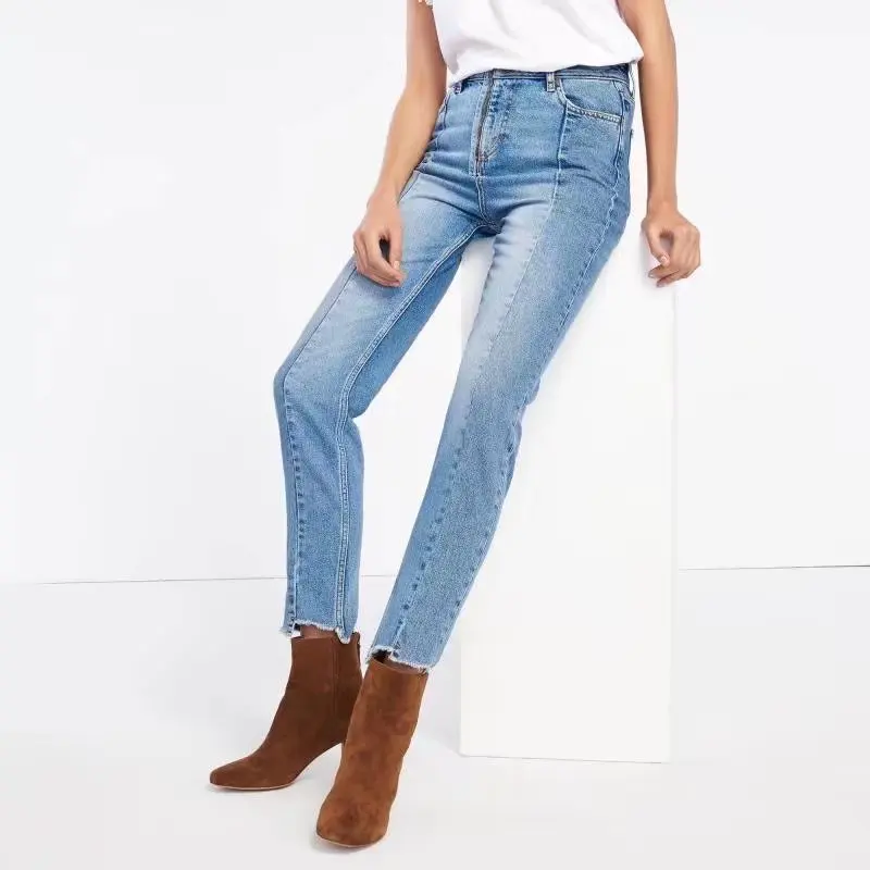 

A0516Z17 Europe and the United States 2017 summer new tall waist, cultivate morality show thin elastic jeans 413 # 0518