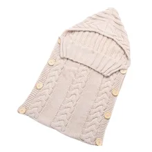 Newborn Baby Wrap Swaddle Blanket Kids Toddler Wool Knit Blanket Swaddle Baby Sleeping Bag Sack Stroller Wrap for 0-12 Months