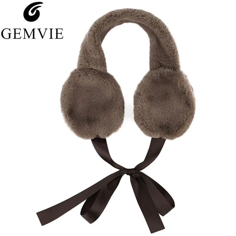 Милые женские наушники зима теплый плюш ухо муфты мягкие удобные Earflap GEMVIE Леди Мода Длинные ленты регулируемый наушник