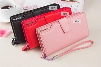 

by dhl or ems 100pcs Female wallets PU Leather Wallet Women Long Style Cowhide Purse Brand Capacity Clutch Card Holder Pouch