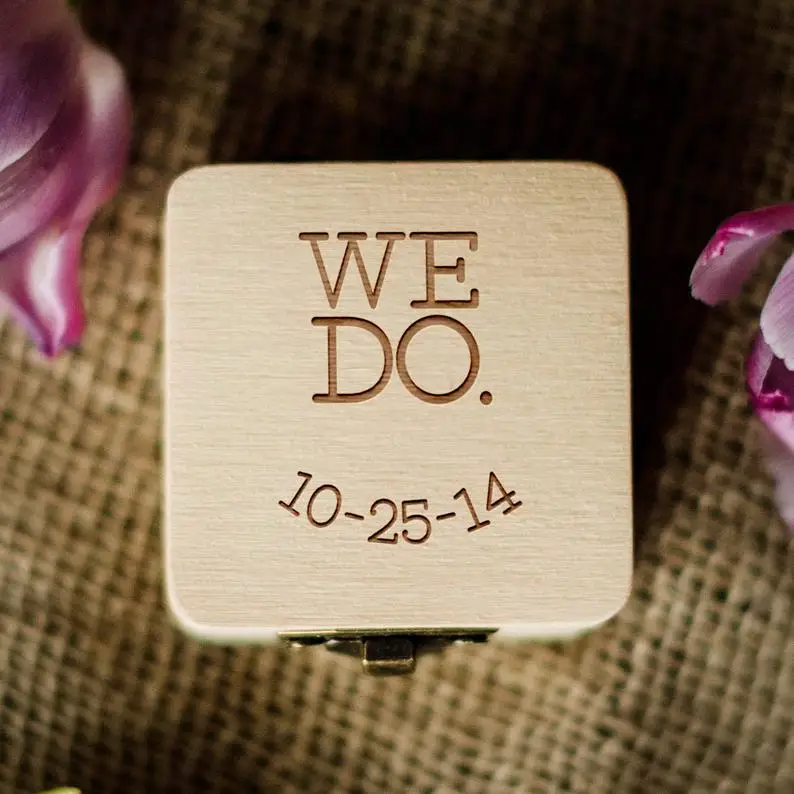 

We Do Customized Wedding Wooden Box Bride Groom Wedding Engagement Party Ring Holder Unique Wood Box Wedding Gifts Supplies