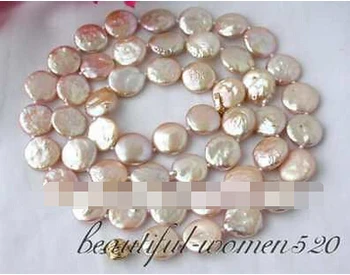

yan 1301 Amazing 30" 14mm pink coin freshwater pearl necklace