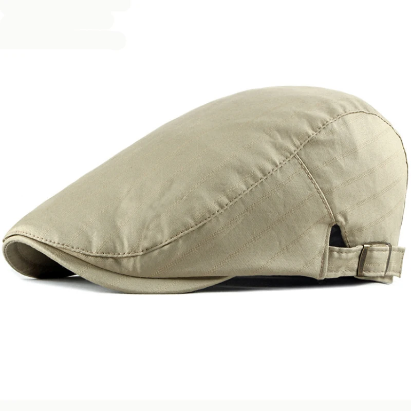 HT2483 Berets Men Women Cap Adjustable Ivy Cabbie Newsboy Flat Cap Breathable Striped Cotton Beret Cap Artist Painter Beret Hat
